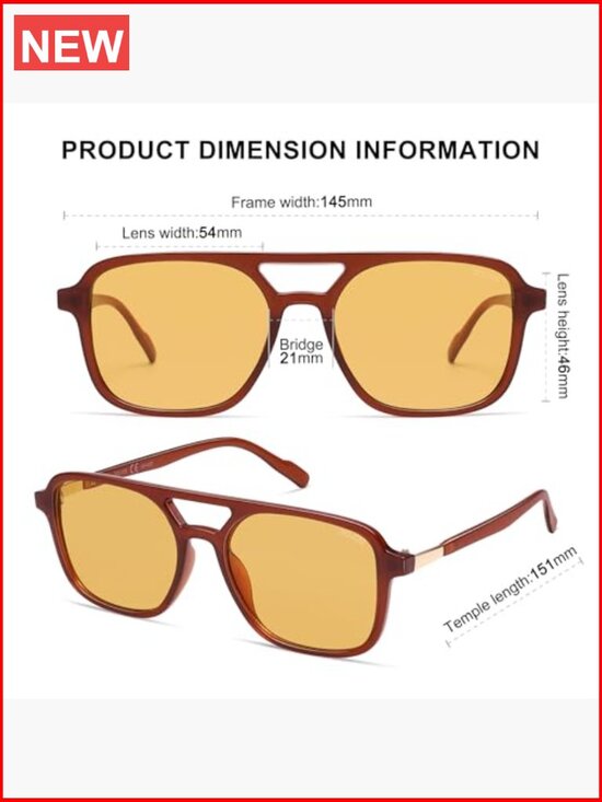 Retro Aviator Sunglasses Rectangle Shades UV400 Protection Unisex
